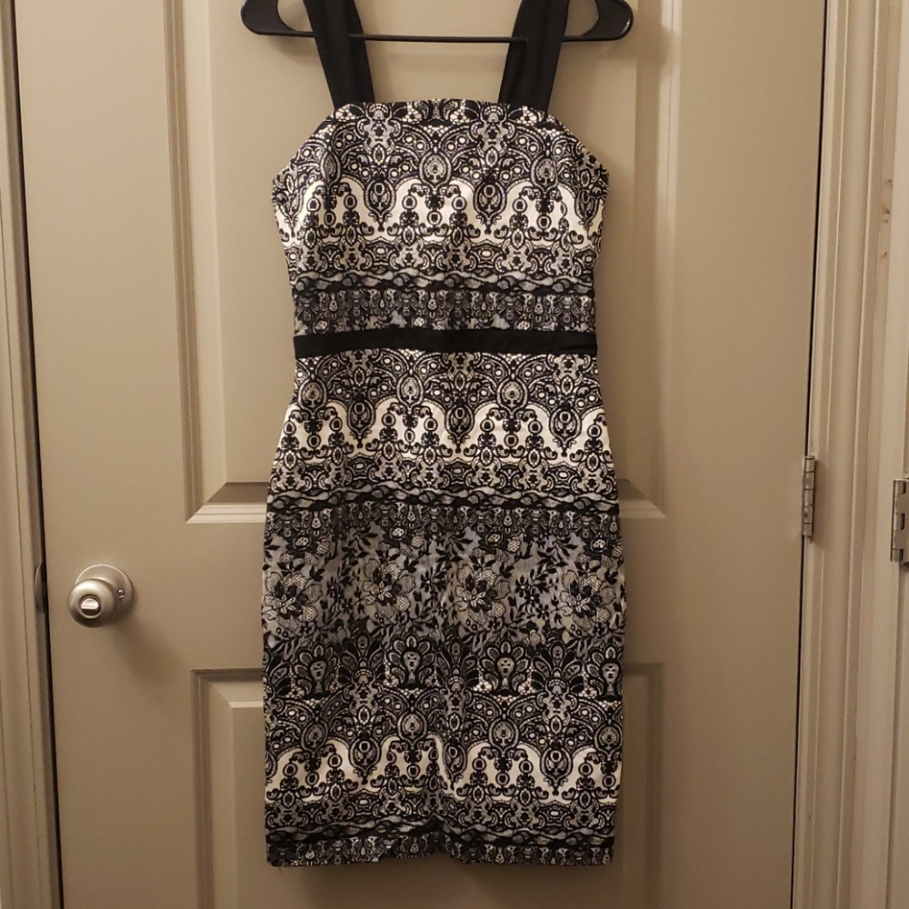 Francescas Black and White Lace Design Dress